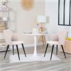 MEUBLE COSY Set Sala da Pranzo da 3 Pezzi con 1 Tavolo Rotondo e 2 Sedie, Struttura in Acciaio per Cucina e Soggiorno, Legno ingegnerizzato, Bianco + Beige, 80x80x73/48x54,5x80 cm