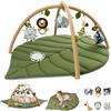 Blissful Diary Palestrina Neonato Con Arco Rimovibile, Palestrina Neonato Montessori A Forma Di Foglia Con 6 Giochi - Sviluppo Sensoriale E Motorio Progressivo, Regalo Per Neonati, Verde