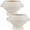 TAMUME Ciotola per Zuppa in Porcellana con Finitura Opaca con Manici, Testa di Leone per Zuppa di Cipolle Francesi, Set di 2 (Bianco *2)