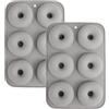YXHZVON 2 Pezzi Stampo per Ciambelle, Stampi in Silicone Antiaderenti, Stampo per Donuts a 6 Cavità, Stampi Donuts Grandi, Adatto Per Torte, Muffin, Biscotti, Bagel (Grigio)