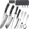 MOSFiATA Set Coltelli da Cucina Professionali con Affilacoltelli, Fodero e Custodia