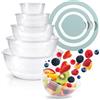 com-four® set da 5 ciotole con coperchi, cinque misure 0,4/0,8/1,5/2,5/4,4 litri, lavabili in lavastoviglie [assortimento variabile] (Coperchio - Mix)