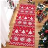 CAROMIO Passerella natalizia con fiocco di neve per interni, lavabile in lavatrice, tappeto antiscivolo, tappeto decorativo morbido per ingresso, rosso, 60 x 180 cm