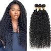 Weeybay Curly Wave Human Hair Bundles Capelli Veri Tessitura Capelli Naturali Umani Donna Human Hair Extensions Double Weft Weave 50g/Piece Natural Black #1B Color 28 30 32 Inch