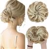 SEGO Chignon Finto per Capelli Elastico Sintetica Ondulato Extension Coda-Vino Facile Ricci Scrunchie 55 G Castano caffè & biondo candido