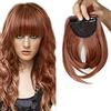 SEGO Frangia Finta Capelli Extension Clip in Frangetta Frontale Fascia Unica Bangs Hair Corta Capelli Lisci 30g Castano Ramato Chiaro