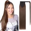 SEGOHAIR Extension di capelli con coda di cavallo, capelli umani Remy, 50 cm (20 pollici), clip-in, capelli lisci e lunghi, capelli veri, marrone scuro cioccolato - 95 g