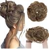 SEGO Chignon Finto per Capelli Elastico Sintetica Ondulato Finti con Posticci Ciambella Messy Hair Bun 55 G Castano chiaro misto biondo cenere