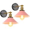 iDEGU 2 Pezzi Lampade da Parete Vintage, 22cm Applique da Parete Retrò Lampadario Plafoniera E27 Illuminazione da Parete Moderna per Camera da Letto, Soggiorno, Camera per Bambini (Rosa)