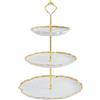 DEARBAG Alzate per Dolci e Frutta Doppio Strato Patisserie Alzatina,Alzata per Torte da Ceramica,Cupcake Stand Supporto per Cupcake,Espositore per Dolci Nuziali Compleanno Partito Buffet Feste (3 Gold)