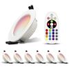 Großcat Faretti da incasso a LED 7W ultra piatti, bianco caldo RGB 3000K con telecomando faretti da soffitto cambia colore faretti da incasso dimmerabili faretti da soffitto rotondi, 6 Pack