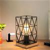 Dorlink Lampada da Comodino，Lampada da Tavolo，Metallo Nero Lampada da Scrivania, Telaio in Legno Abat Jour da Comodino, E27 Vintage, Creativo, Luce Notturna per Camera, Sala Studio(Senza Bulbo)