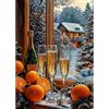 QENSPE 5D Diamond Painting Inverno, Kit per Diamond Painting Adulti, Champagne Arancia Pittura Diamante Fai da Te Painting Kit Completo, Decorazione per Casa e Pareti 30x40cm