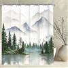 Lerores Tenda da doccia 180 x 200 cm, motivo montagne, orlo zavorrato, tessuto antimuffa, impermeabile, lavabile, in poliestere, per bagno, vasca da bagno, con 12 anelli per tenda da doccia