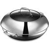 HexClad Wok ibrido antiaderente 35 cm con coperchio in acciaio, lavabile in lavastoviglie e utilizzabile in forno, adatto a induzione, compatibile con tutti i piani cottura