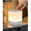 Homefire Lampada da comodino LED touch dimmerabile: lampada da tavolo batteria 3600 mAh ricaricabile tramite USB bianco lampada da comodino senza fili con 3 temperature di colore e funzione timer