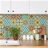 RE-COVERTILES - Adesivi Piastrelle Cucina Bagno Mattonelle adesive in PVC Impermeabili Antigraffio Stickers Decorazione Parete Cementine Peel and Stick - Modello 24 Pz 10x10 cm PS00189 Made in Italy