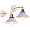 iDEGU 2 Pezzi Lampade da Parete Interno Vintage, 22cm Applique da Parete Retrò Lampadario Plafoniera Orientabile E27 Illuminazione da Parete Moderna per Camera da Letto, Soggiorno, Corridoio (Viola)