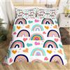 Homemissing Set di biancheria da letto per bambini con copripiumino singolo e carino arcobaleno, ultra morbido, con nuvole, arcobaleno kawaii, set copripiumino per camera da letto, con cerniera