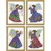 Design Works - Set di 4 Figure Punto Croce, Motivo Angeli di Natale, Multicolore