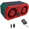 QXMH Allarme sensore di movimento solare per esterni: allarme rilevatore di movimento, allarme abbaiare cane + sparo, rumoroso 129 dB * 2, supporto registrazione, 4 modalità con USB