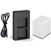 Trade-Shop 1 batteria + caricatore a 2 vie compatibile con Netgear/Arlo Go Telecamera di sicurezza DU-A1, DU-A2, VMA4410, VML4030, 3000 mAh 7,2 V Li-Ion - stazione di ricarica con cavo micro USB