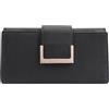 Paul Costelloe Portafoglio da donna in vera pelle con blocco RFID, scomparti multipli per carte e tasche portamonete con cerniera | Alto, Nero corvino, One Size, Designer