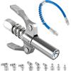 Trukafie Ingrassatore Manuale, Ingrassatore con Tubo Flessibile da 30 cm e 9 Pezzi di Ingrassatori M6 M8 M10, Doppia Maniglia Testina Ingrassatore, Pistola Grasso per Tutti Tipi Pressa Grasso