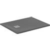 Ideal Standard - Ultra Flat S+, Piatto doccia rettangolare ultrasottile in resina effetto pietra, 100x80cm, Ideal Solid, Scarico lato corto, Grigio cemento
