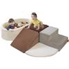 BanaSuper Blocchi Schiuma per Bambini, Blocchi da Arrampicata in Schiuma con Piscina di Palline (Nessuna Palla), Attrezzature da Gioco Morbide, Parco Giochi per Arrampicata e Gattonare, caffè Grigio