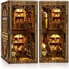 Cuiwos Kit Book Nook - Edizione classica - Puzzle in legno in miniatura fai da te, collezione di libri vintage, luci LED, fermalibri 3D per decorazione di librerie, regali