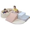 BanaSuper Blocchi Schiuma per Bambini, Blocchi da Arrampicata in Schiuma con Piscina di Palline (Nessuna Palla), Attrezzature da Gioco Morbide, Parco Giochi per Arrampicata e Gattonare, Blu Rosa