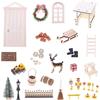 Yallmie 42 Pezzi Porta Elfo Natale Kit, Porta Degli Elfi Natale Accessori, Set di Decorazioni Natalizie in Miniatura, Mini Porta Gnomo Set con Stivali, Tappeto, Scopa, Albero di Natale, Ghirlanda per Casa