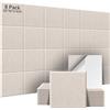AsmeSonic 8 Pezzi Pannelli Acustici Autoadesivi, Pannelli Acustici Fonoassorbenti ad Alta Densità per Studio di Registrazione, Decorazione Gaming e Studio, 30x30x0.9cm, Beige Chiaro
