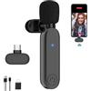 YUEYUEKE Lavalier Microfono, Mini Microfono, per iPh-one e Android, per Registrazione video mobile, YouTube Facebook Live Microfono, Plug and Play Lavalier Wireless (Nero)