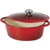 Sitram 717175 - Casseruola ovale in ghisa smaltata Tradighisa, 6,5 litri, L 33 cm, esterno rosso, interno bianco - tappo in acciaio inox - tutte le fonti di calore tra cui induzione e forno
