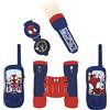 Lexibook Spidey e i Suoi straordinari Amici - Set Completo dell'avventuriero Spiderman, per Bambini, walkie-Talkie da 120 m, binocolo, Torcia, Bussola, Rosso/Blu, RPTW11SPLXB