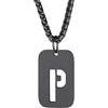 Richsteel Collana con Ciondolo a Forma di Lettera A-Z 26 Personalizzabile con Lettera dell'Alfabeto con Catena di Grano Resziabile Placcato Oro/Nero e Acciaio Inossidabile Gioielli Unisex