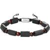 COAI Bracciale Uomo Regolabile con Tormalina Grezza, Bracciale Tormalina Nera e Occhio di Tigre Rosso da Uomo