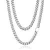 PROSTEEL 9MM 60CM Collana Argento Uomo Catena Cubana Miami, 6/9/12MM Collane Uomo Acciaio Inox, Impermeabile, Regalo Compleanno, 45-76CM, Punk Hiphop
