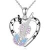 YONFQE Collana per violino per gli amanti della musica, in argento Sterling 925, ciondolo a forma di cuore, strumento musicale, regalo per donne e giocatori di violino, Argento sterling, Zirconia