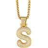 Richsteel Collana con Lettera Iniziale a Bolla per Uomo, Catena con Ciondolo Numero 0-9 in Zirconia Cubica, Gioielleria Hip Hop, Collana Dorata da Ragazzo con Confezione Regalo, Zirconia cubica