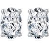Bellitia Jewelry Orecchini a Bottone Donna Argento Placcato Oro Bianco con Zirconia Cubica, Piercing Orecchini a Lobo con Pietra a Taglio Ovale, Orecchini Solitario Regali Gioielli Ragazze