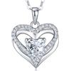 JACUPO Collana Donna Moissanite 1 CT Cuori Doppio Oro Bianco 18K Rivestito Regalo per Mamma Amore & Amiche Festa della Mamma Compleanni Lunghezza 18 Pollici (for Mom)