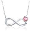 Qings Collana Infinito con Ottobre Tormalina Pietra di Nascita Argento 925 Ciondolo Simbolo dell'infinito con Zirconi a Cuore Compleanno San Valentino Natale Gioielli Regali per Donne Ragazze