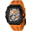 TSAR BOMBA Orologio Automatico da Uomo - Orologi Scheletro Tonneau di Lusso - Vetro Zaffiro con Movimento Giapponese - Impermeabile 50M - Luminoso TB8208