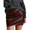 CUPSHE Minigonna da donna in finta pelle a vita alta, orlo asimmetrico, aderente, per discoteca, feste, abiti, Borgogna, M