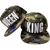 JameStyle26 - Set di cappelli da baseball snapback con scritte ricamate "King" e "Queen", capelli cult dagli Stati Uniti King & Queen Camou - Set verde Taglia unica