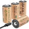 AKTTKA Set da 4 Batterie C / LR14 Ricaricabili - 7200 mWh, 1,5 V al Litio con Cavo USB-C, bassa autoscarica, per torce, luci da campeggio ed emergenza, radio e giocattoli
