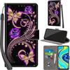 PHINIENLAND Cover per Xiaomi Redmi Note 9S / Note 9 Pro / Note 9 Pro Max, Pelle PU, Custodia Portafoglio Flip con Kickstand e Chiusura Magnetica, Slot per Schede, Farfalla Dorata